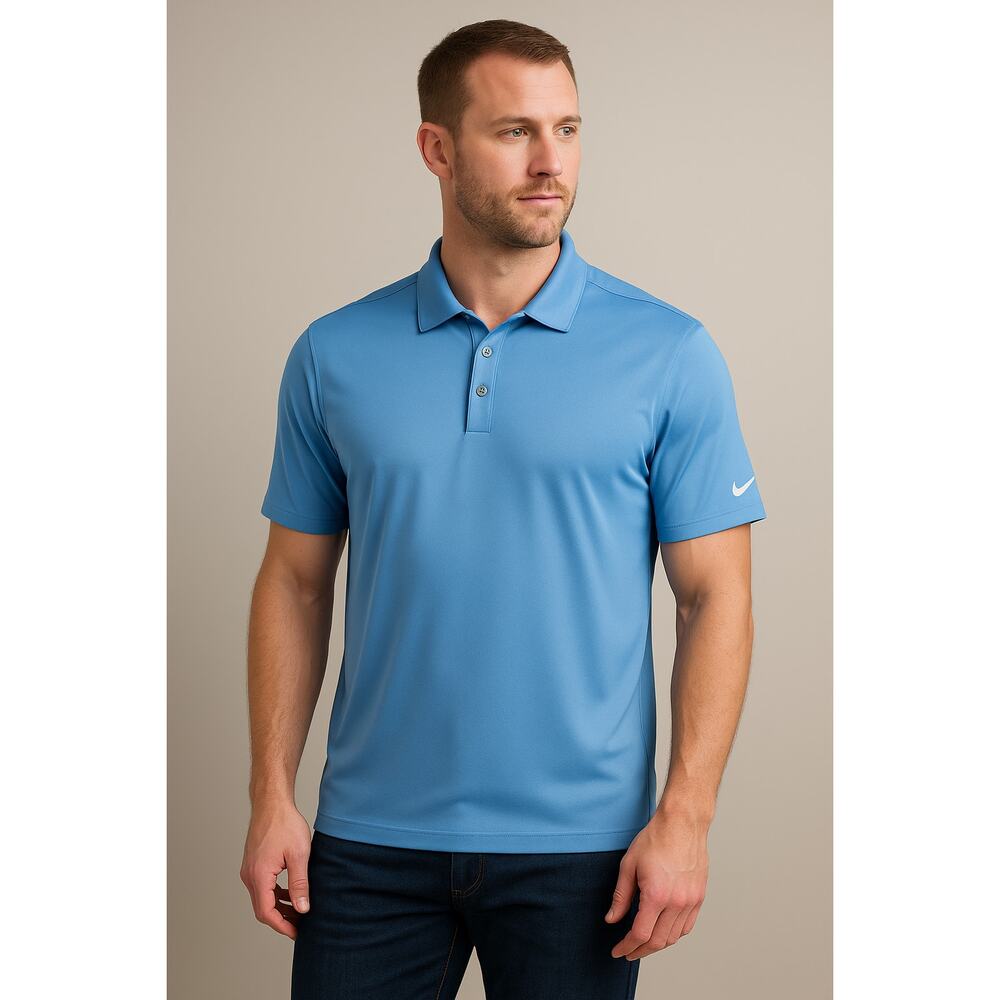 Nike‎ Dri-Fit Blue Golf Polo Men's Large Lightweight Performance Tee